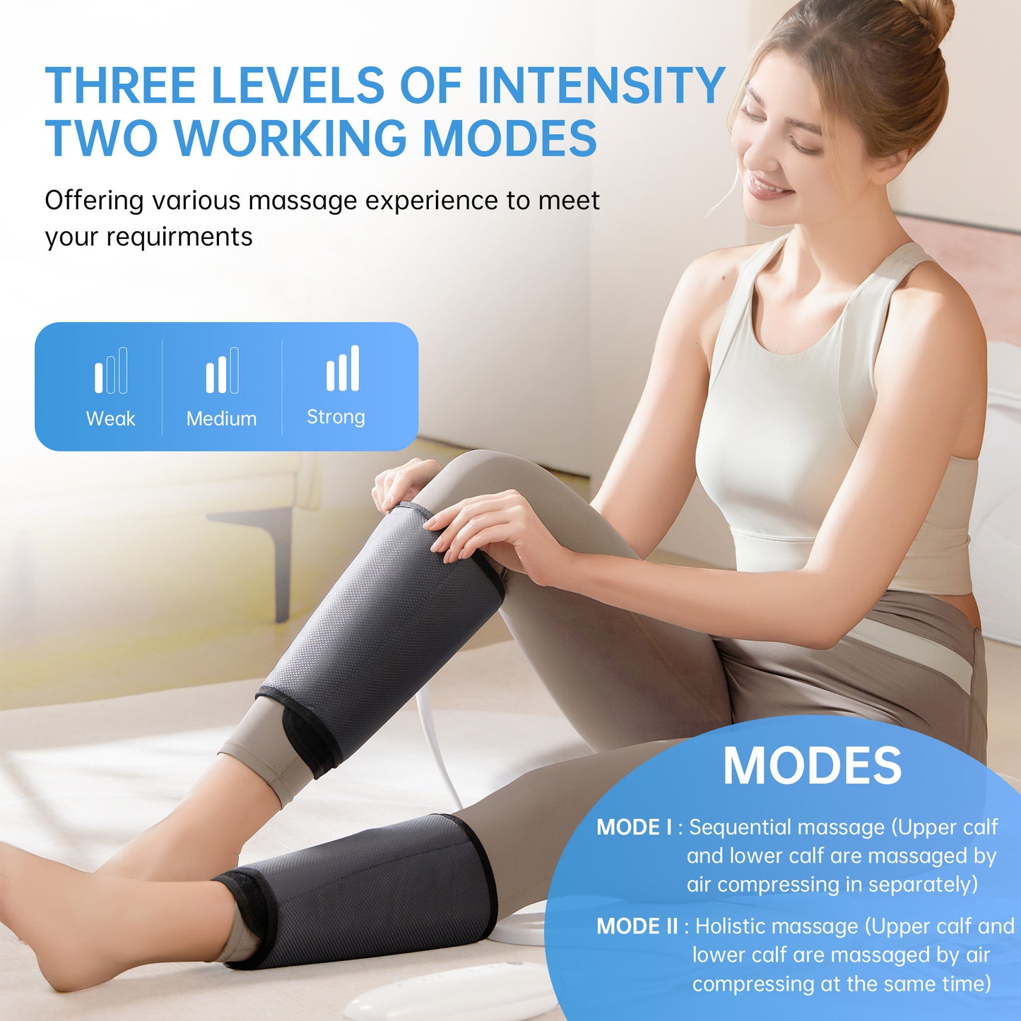 Intelligent Leg Massage Device - 3 Levels Of Pressure And Heat Therapy. Leg Relaxation Therapy Tool. Portable Leg Protection Tech.