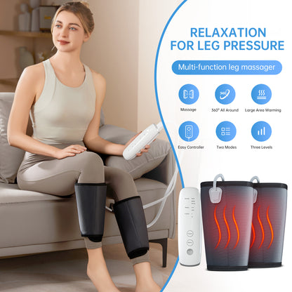 Intelligent Leg Massage Device - 3 Levels Of Pressure And Heat Therapy. Leg Relaxation Therapy Tool. Portable Leg Protection Tech.