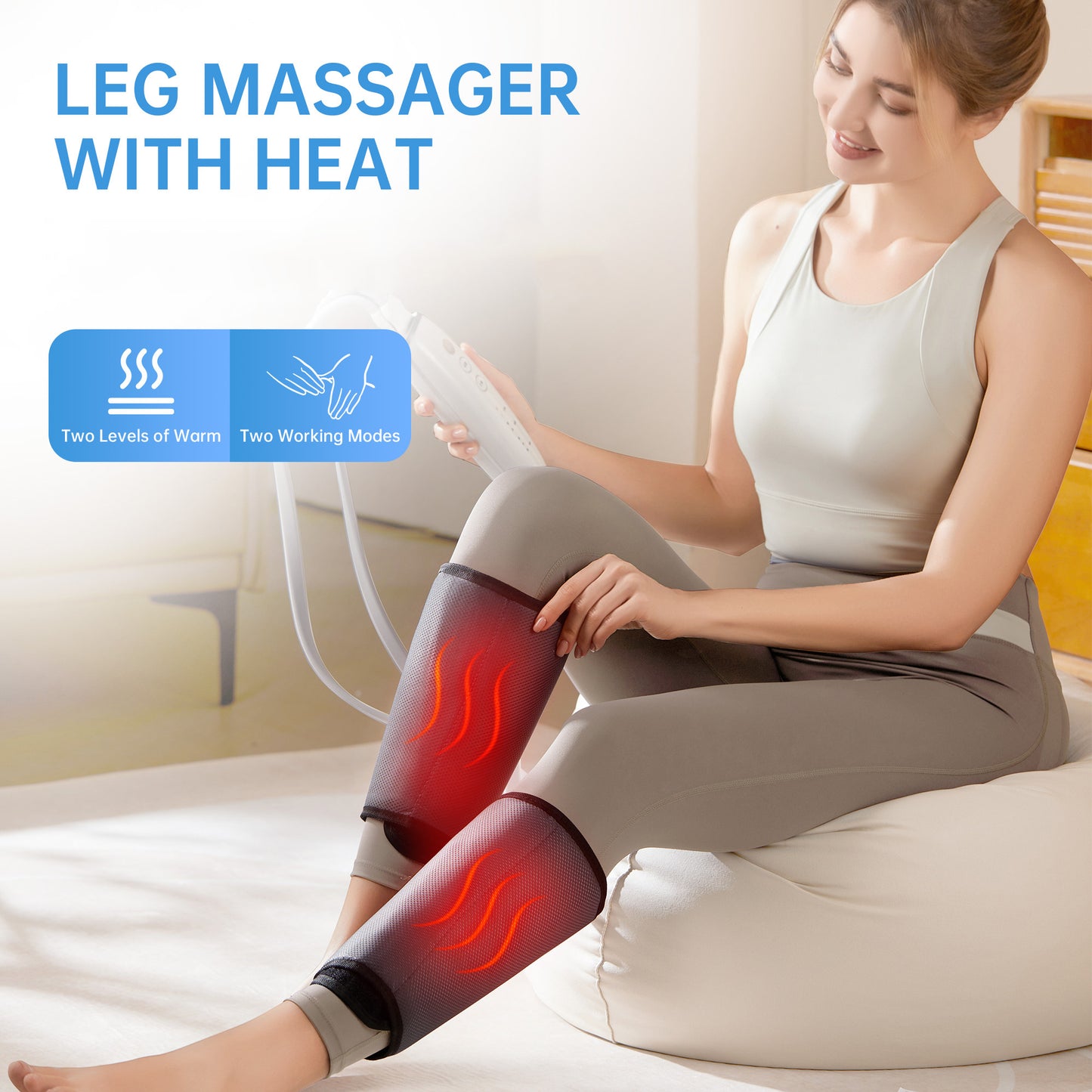 Intelligent Leg Massage Device - 3 Levels Of Pressure And Heat Therapy. Leg Relaxation Therapy Tool. Portable Leg Protection Tech.